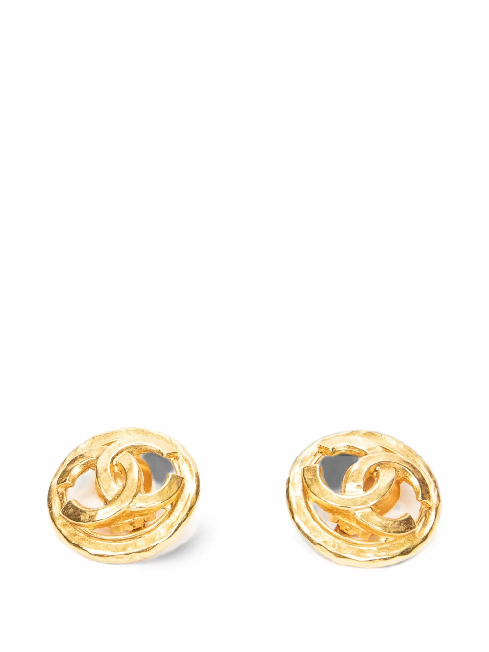 CHANEL Pre-Owned CC-logo round earrings - Oro