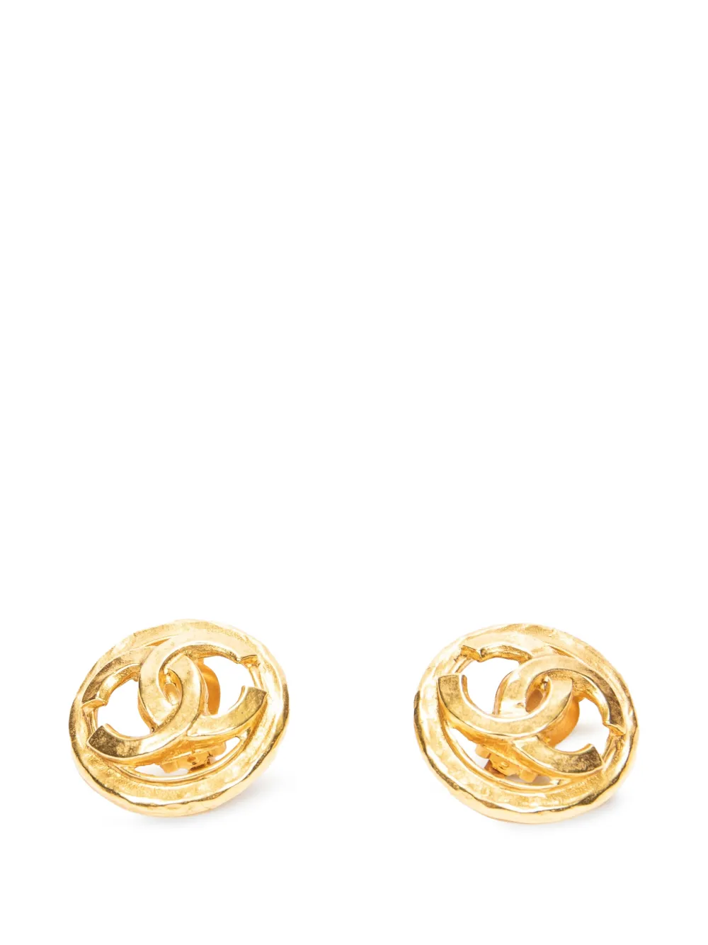CHANEL Pre-Owned CC-logo round earrings - Oro