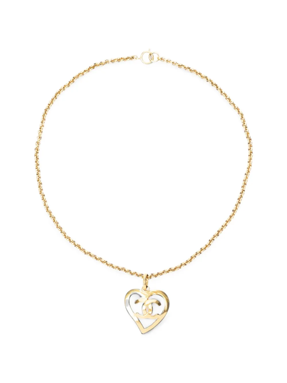 CHANEL Pre-Owned 1995 CC heart necklace - Gold
