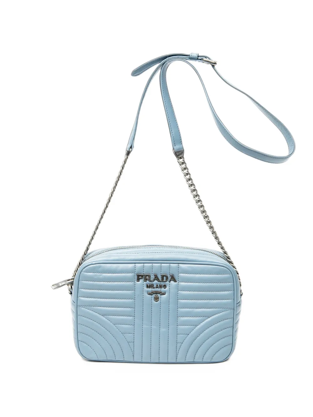 Prada Pre-Owned Diagramme quilted shoulder bag - Blu