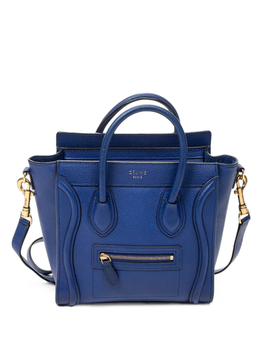 Celine Pre-Owned nano Luggage grained leather tote bag - Blu