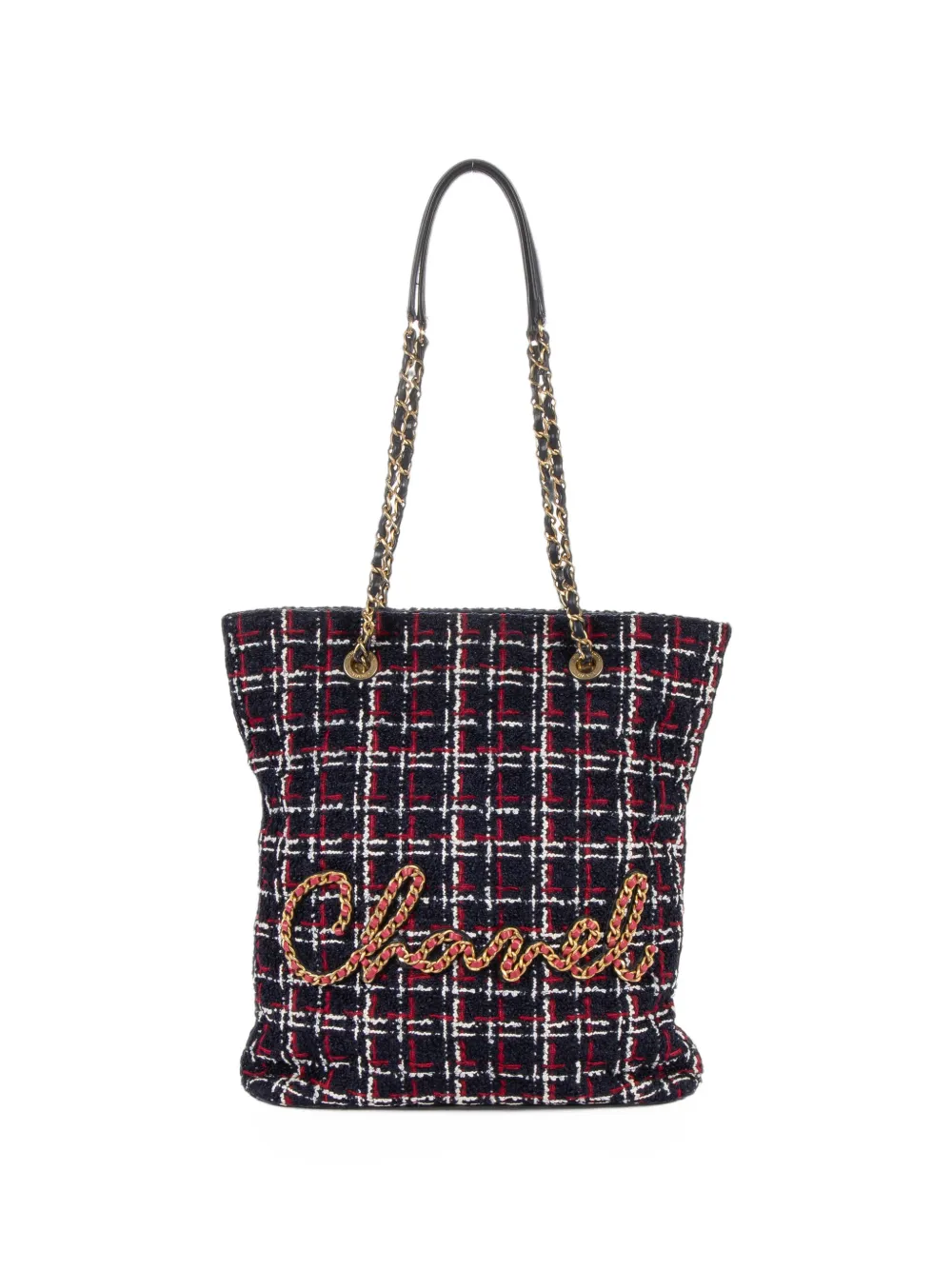 CHANEL Pre-Owned checked Tweed shoulder bag - Blue