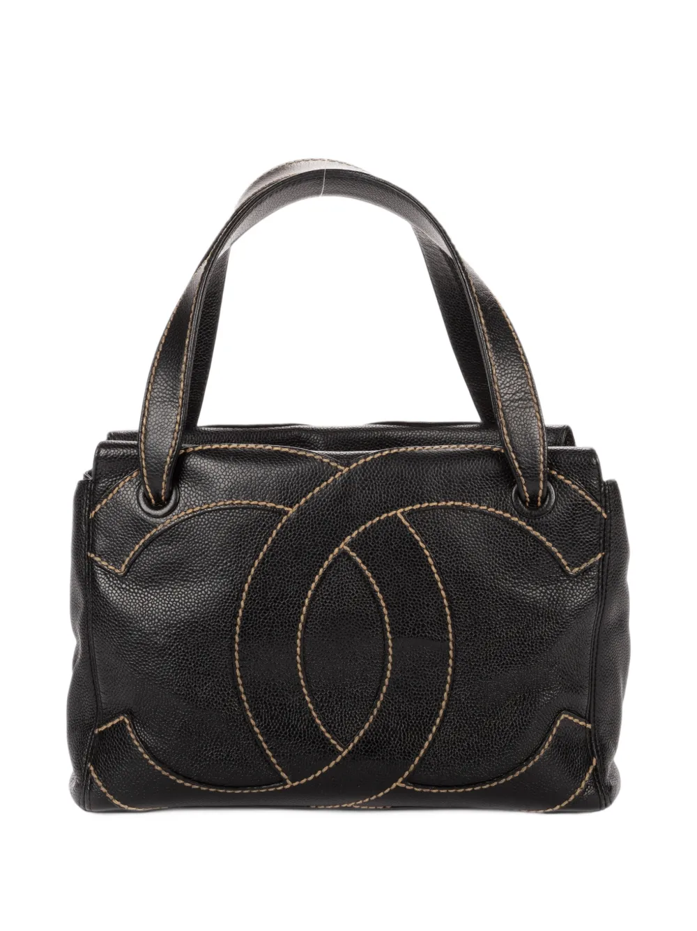 CHANEL Pre-Owned CC stitched leather tote bag - Black