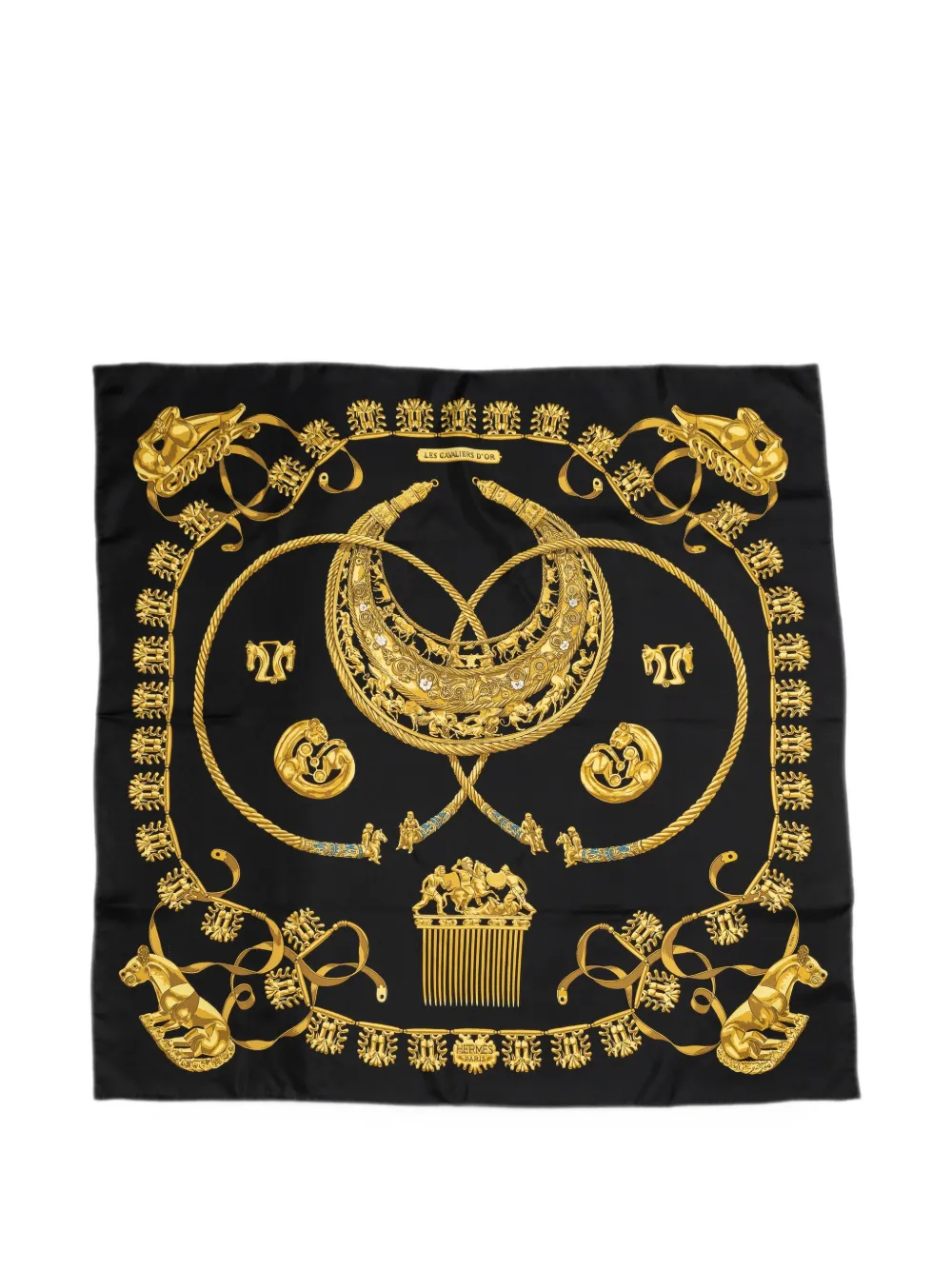 Hermès Pre-Owned Les Cavaliers d'Or silk scarf - Schwarz