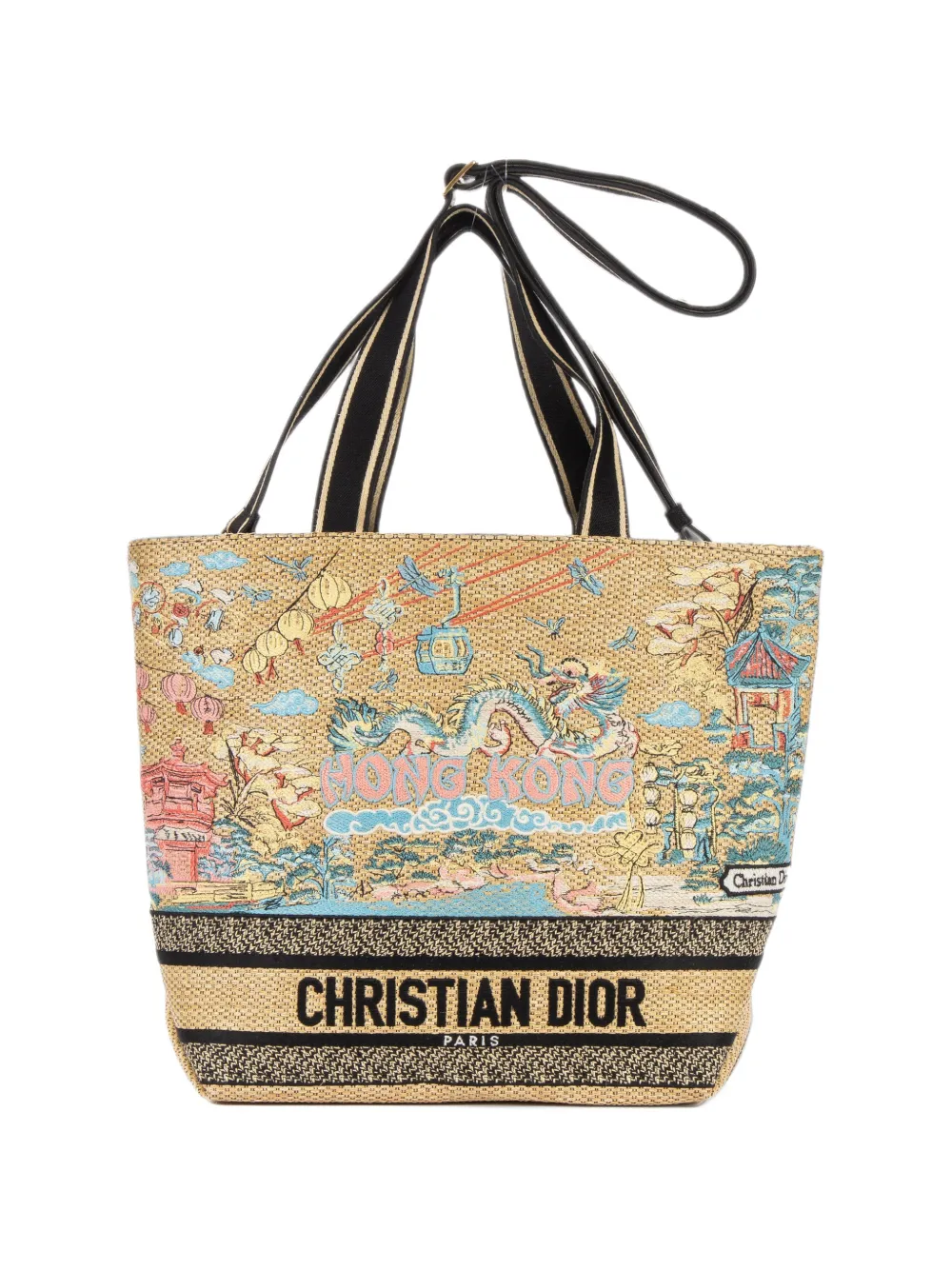 Christian Dior Pre-Owned Book Tote Hong Kong-motif tote bag - Nude