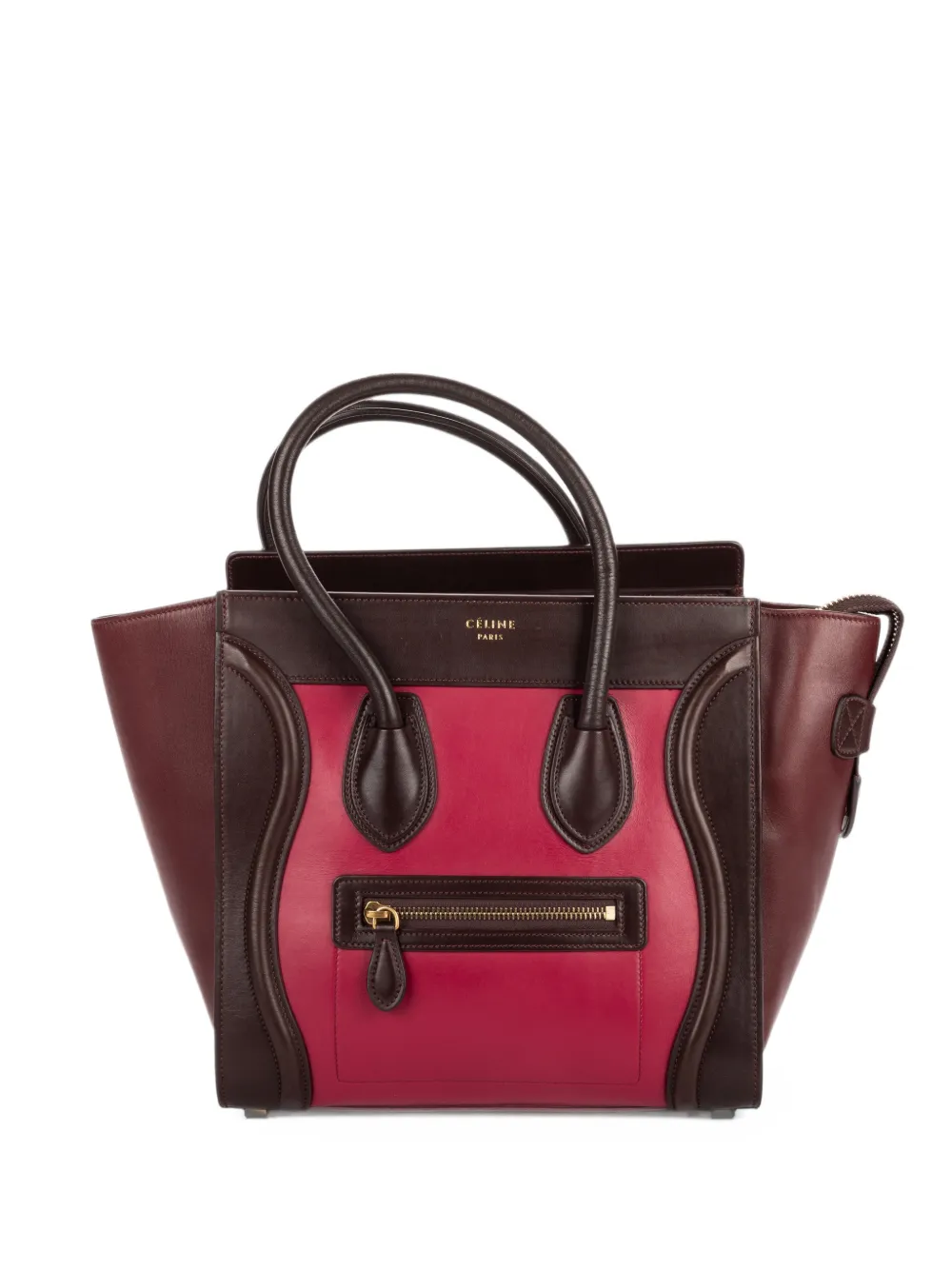 Celine Pre-Owned Micro Tricolor Luggage grained calf leather shoulder bag in Brown