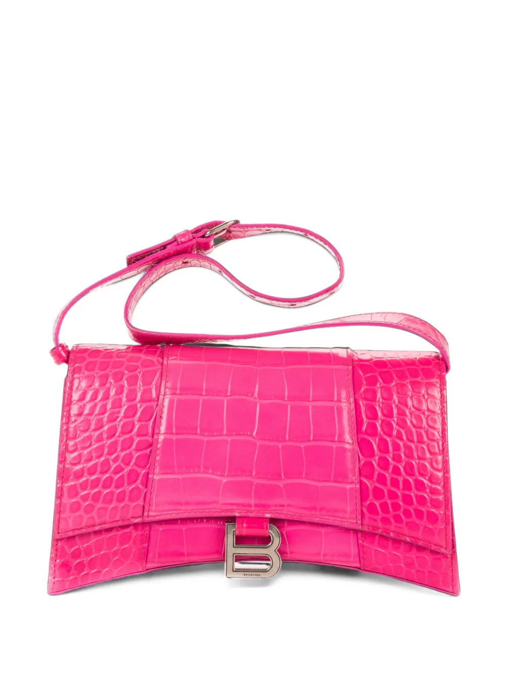 Balenciaga Pre-Owned Hourglass crocodile-embossed shoulder bag - Rosa