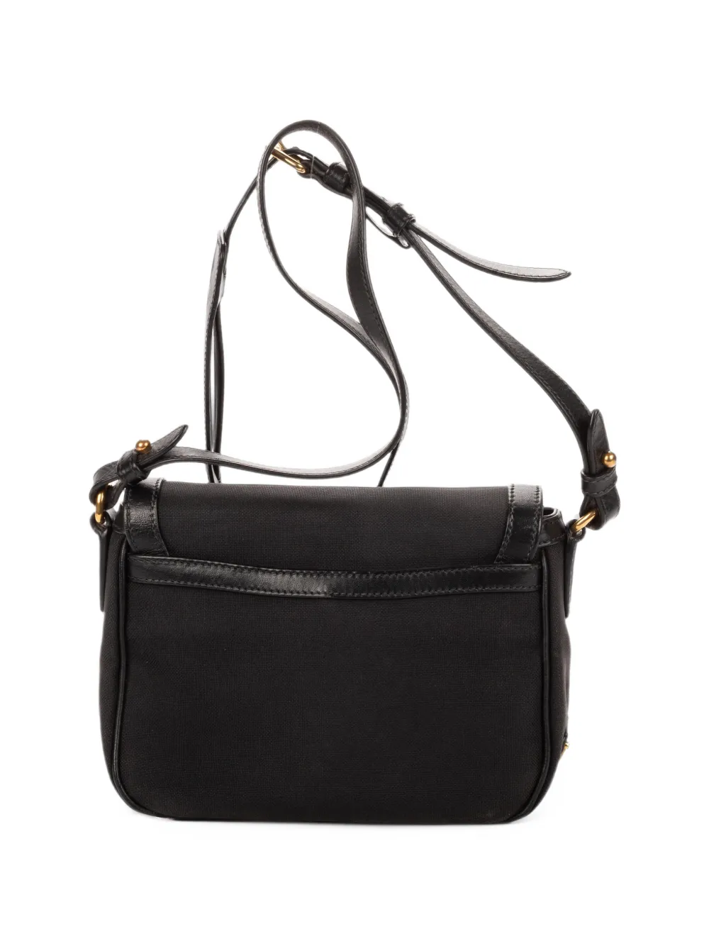 Prada Pre-Owned logo-jacquard ribbon-appliqué mini bag Zwart