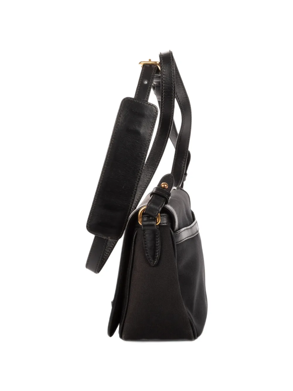 Prada Pre-Owned logo-jacquard ribbon-appliqué mini bag Zwart