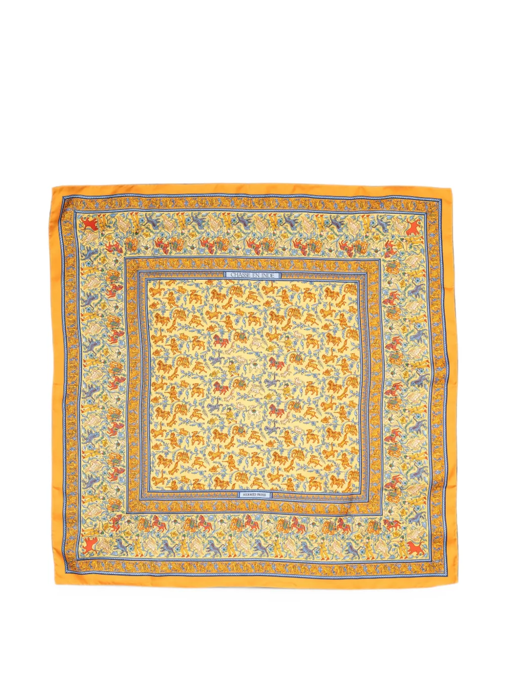 Hermès Pre-Owned horse-print twill silk scarf - Gelb