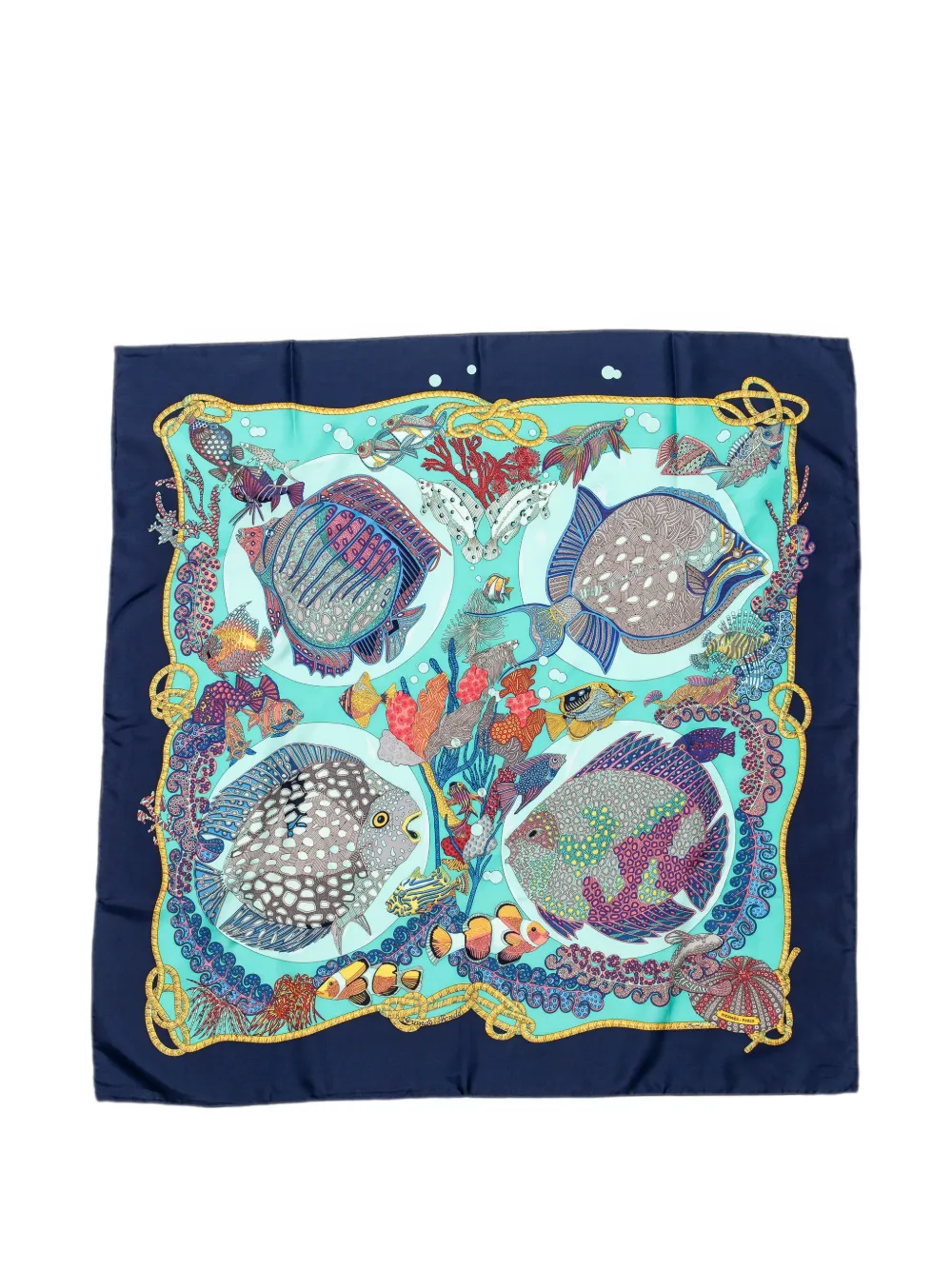 Hermès Pre-Owned Grands Fonds fish-print scarf - Blau