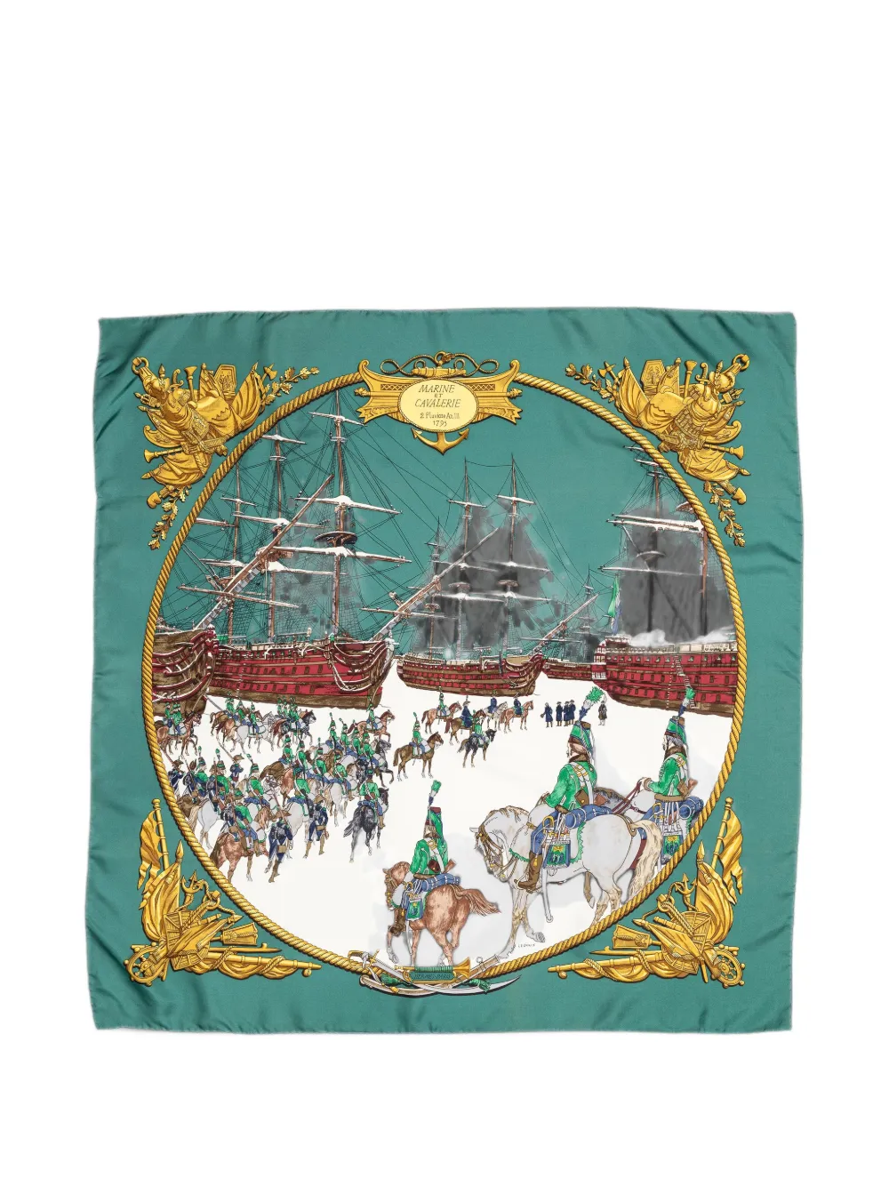 Hermès Pre-Owned Marine et Cavalerie silk scarf - Grün