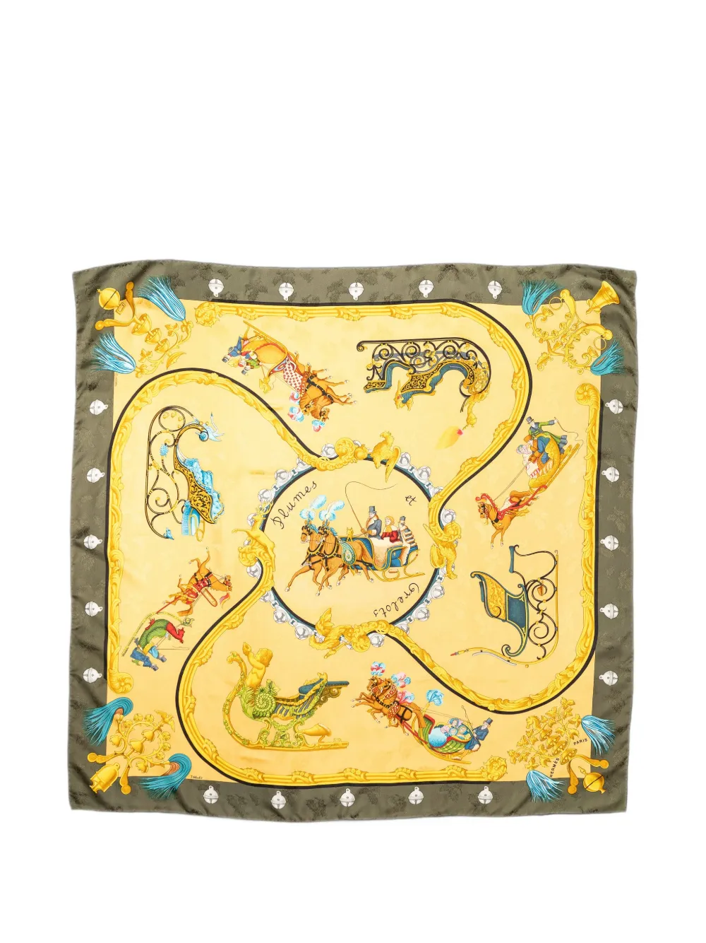 Hermès Pre-Owned Plumes et Grelots silk scarf - Gelb