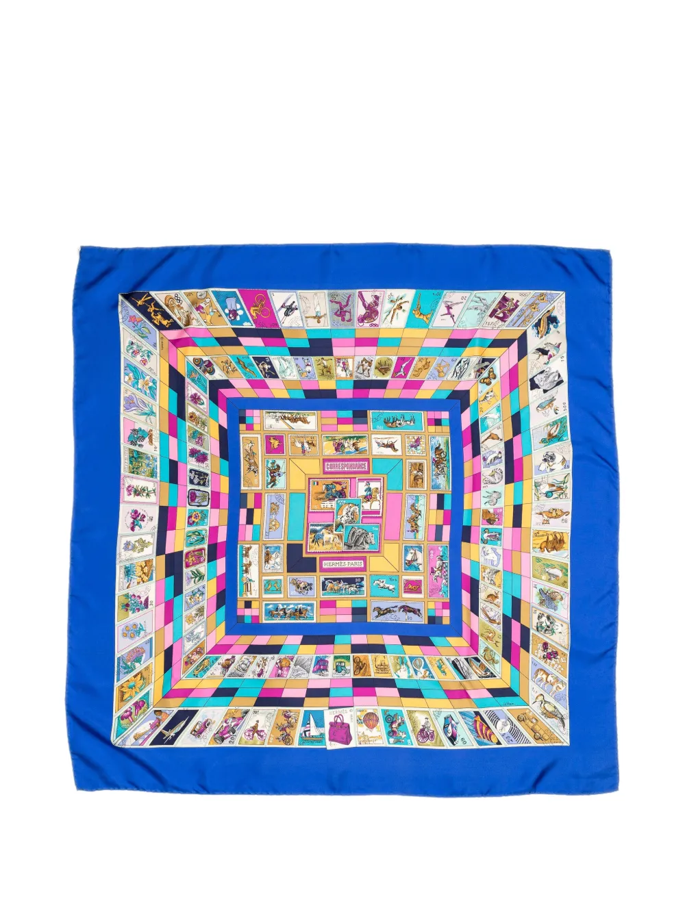 Hermès Pre-Owned Correspondance silk scarf - Blau