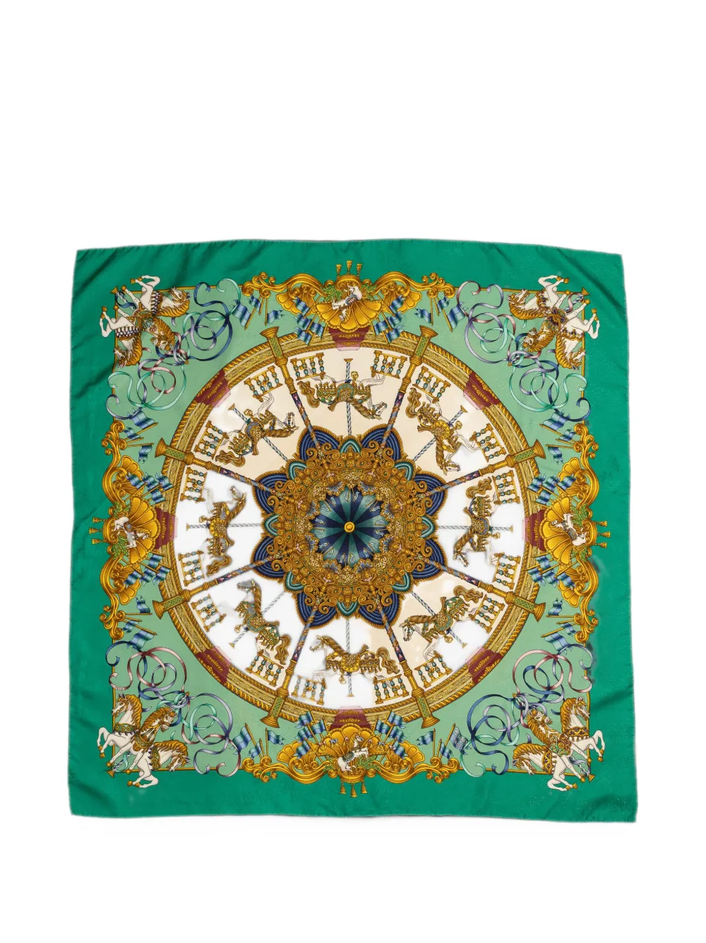Hermès Pre-Owned 90 Luna jacquard silk scarf - Grün