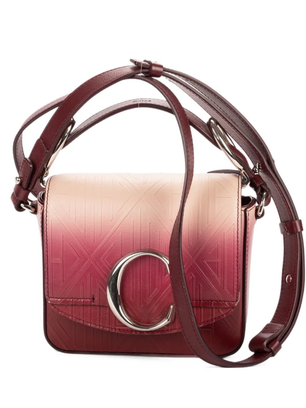 Chloé Pre-Owned C Flap embossed shoulder bag - Rot