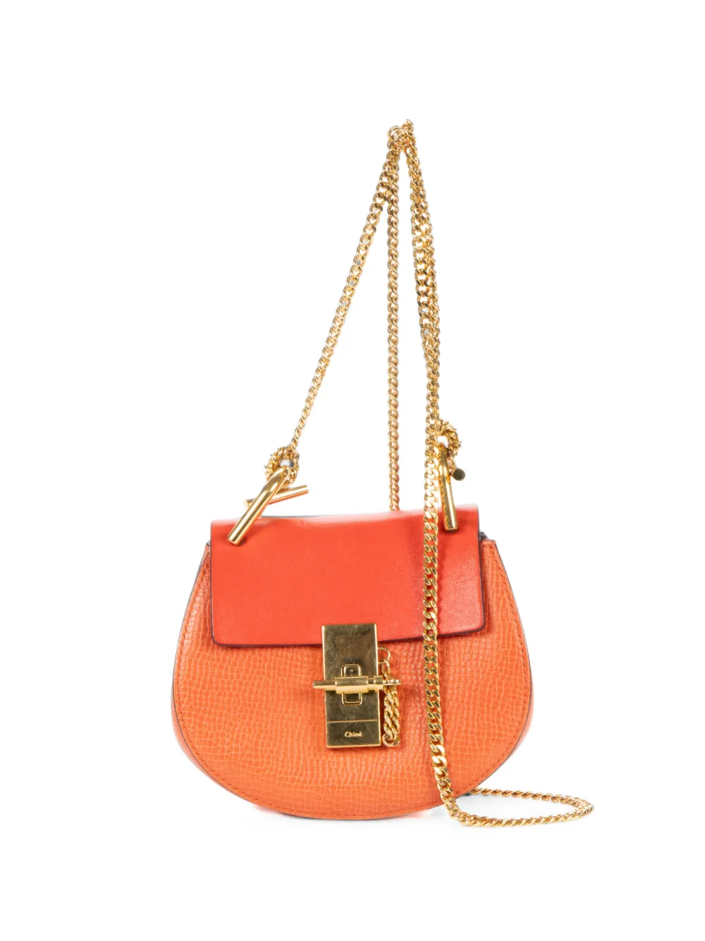 Chloé Pre-Owned Nano Drew leather shoulder bag - Orange