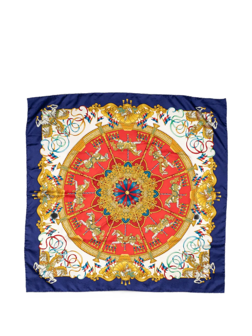 Hermès Pre-Owned Carousel-print silk scarf - Blau