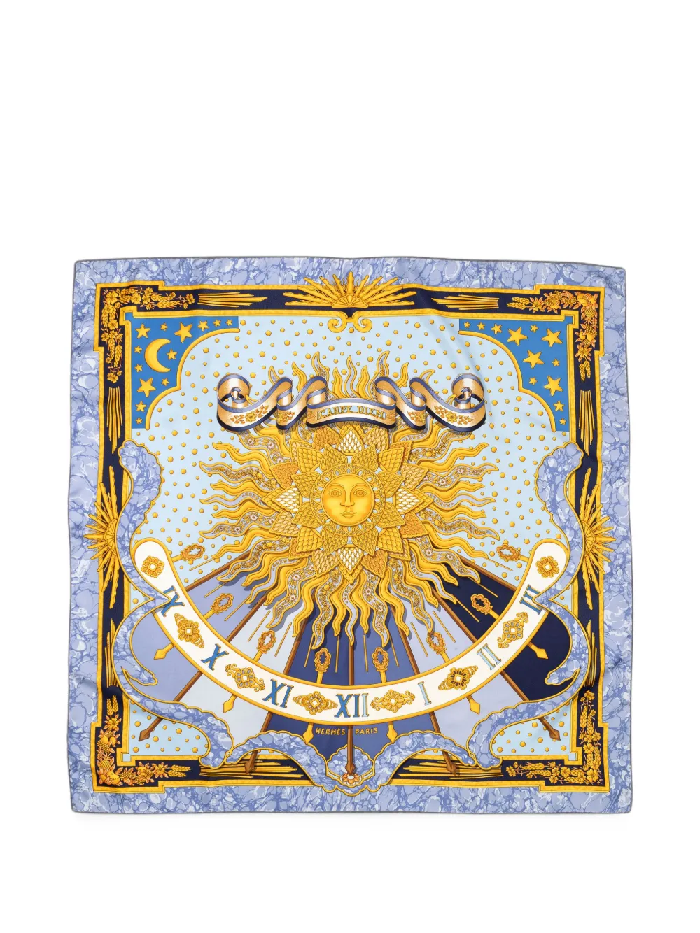Hermès Pre-Owned Carpe Diem silk scarf - Blau
