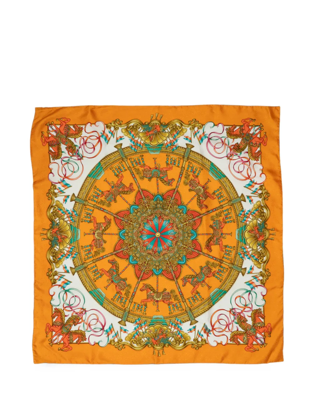 Hermès Pre-Owned Luna carousel-print scarf - Orange