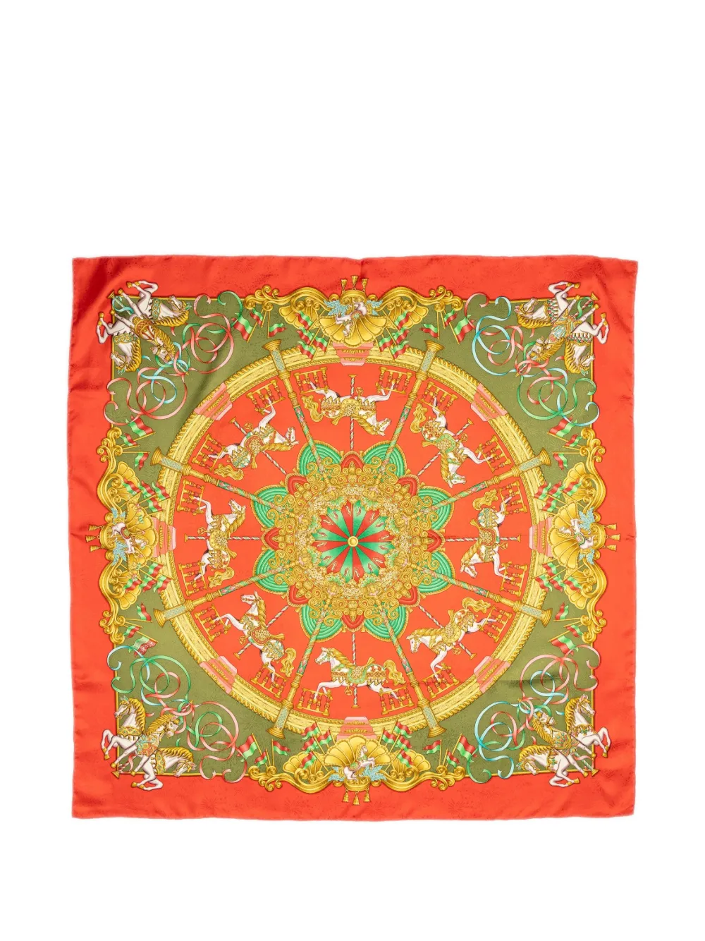 Hermès Pre-Owned Luna carousel-print scarf - Orange
