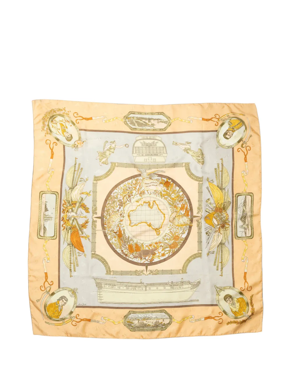Hermès Pre-Owned Jacquard silk scarf - Nude