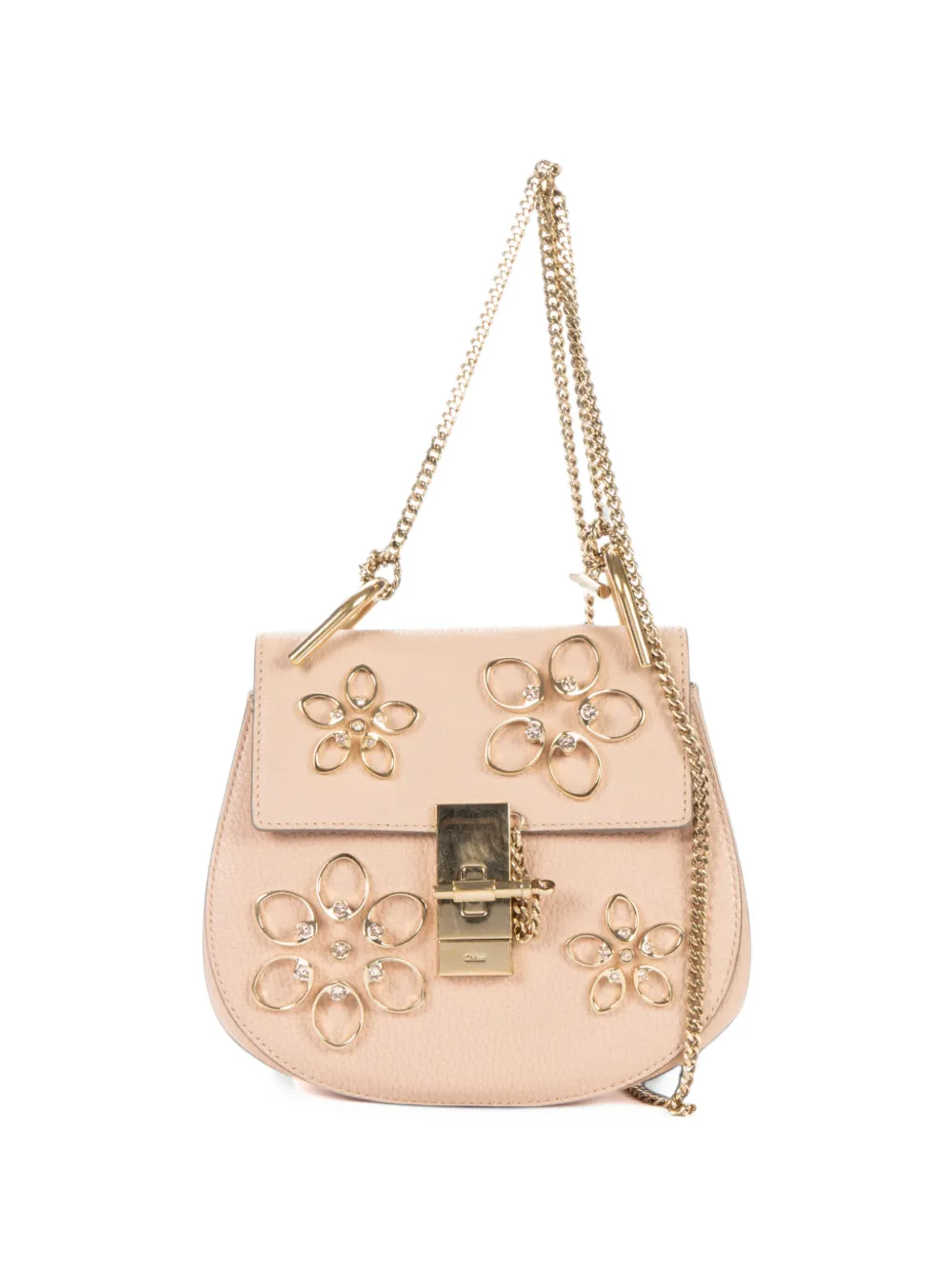 Chloé Pre-Owned mini Drew Floral metal-embellished shoulder bag - Nude