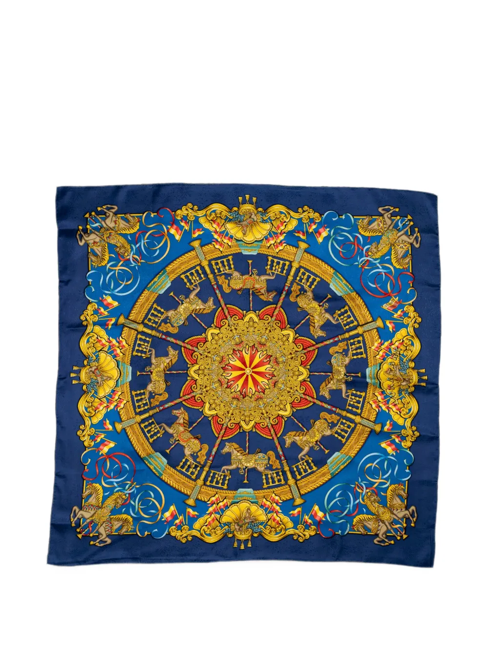Hermès Pre-Owned Luna carousel-print scarf - Blau