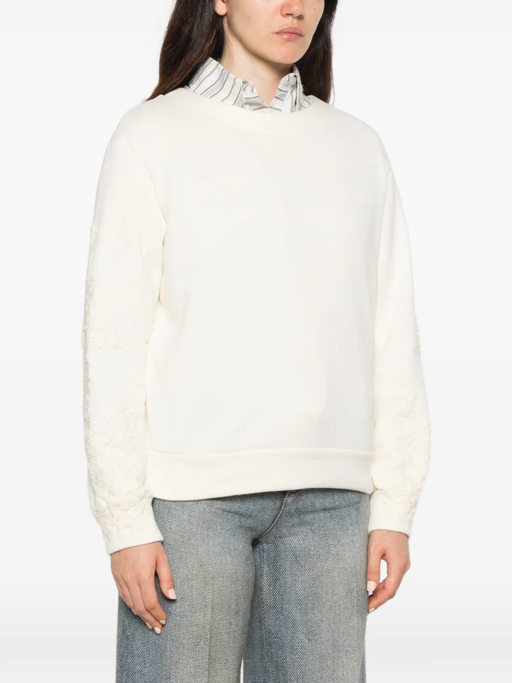 Ermanno Scervino lace-embroidered sweater Beige