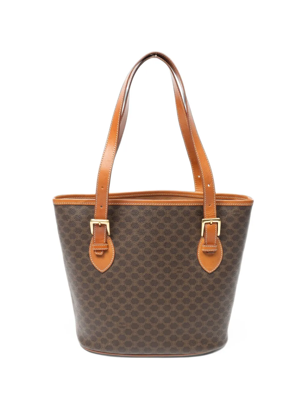 Celine Pre-Owned Macadam Bucket buckle-detail bucket bag - Braun