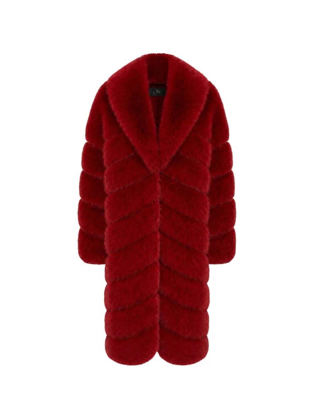 OW Collection Copenhagen oversized-fit faux-fur coat - Rosso
