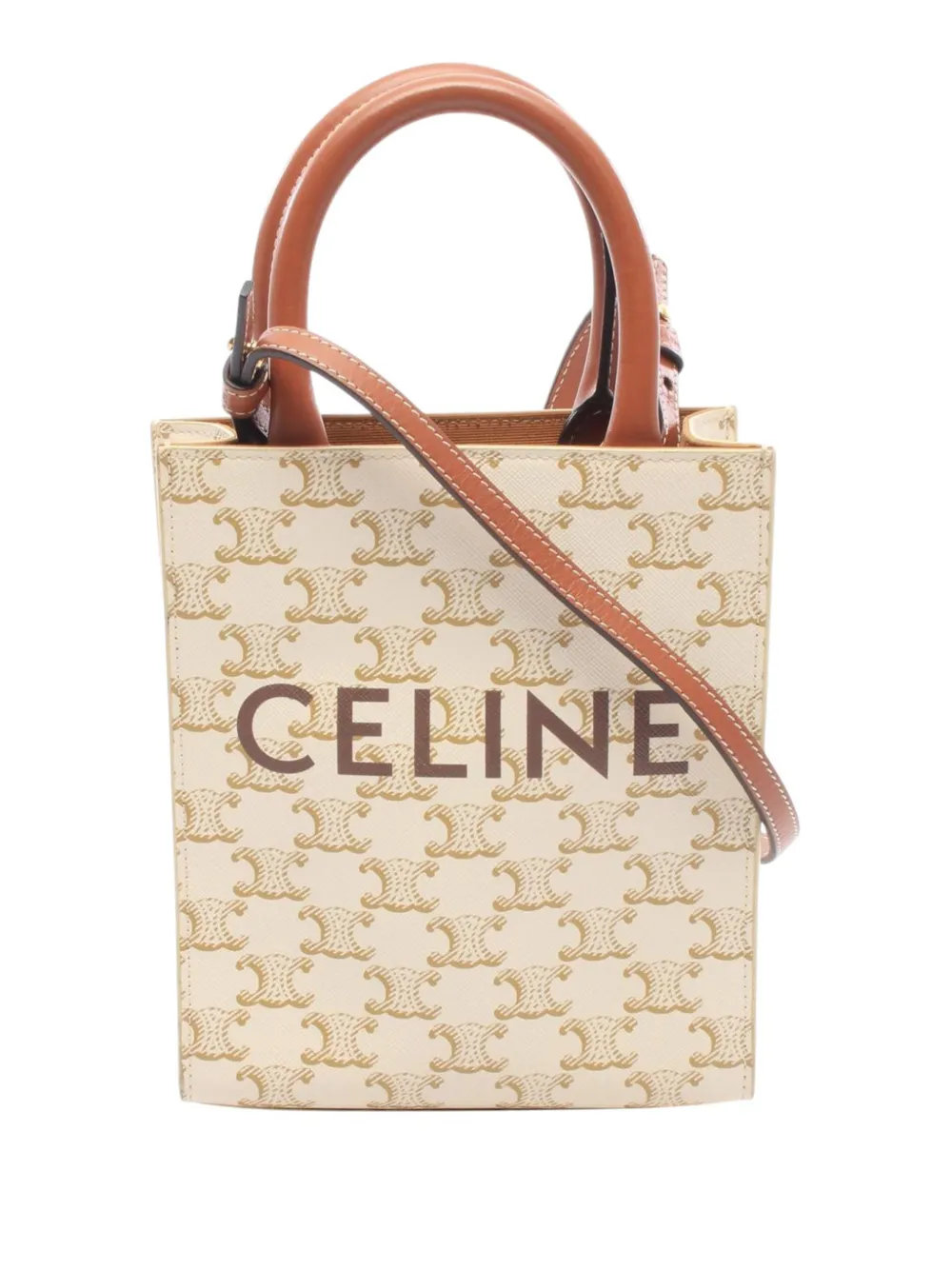 Celine Pre-Owned 2000-2026 Mini Triomphe Coated Canvas Vertical Cabas satchel - Weiß