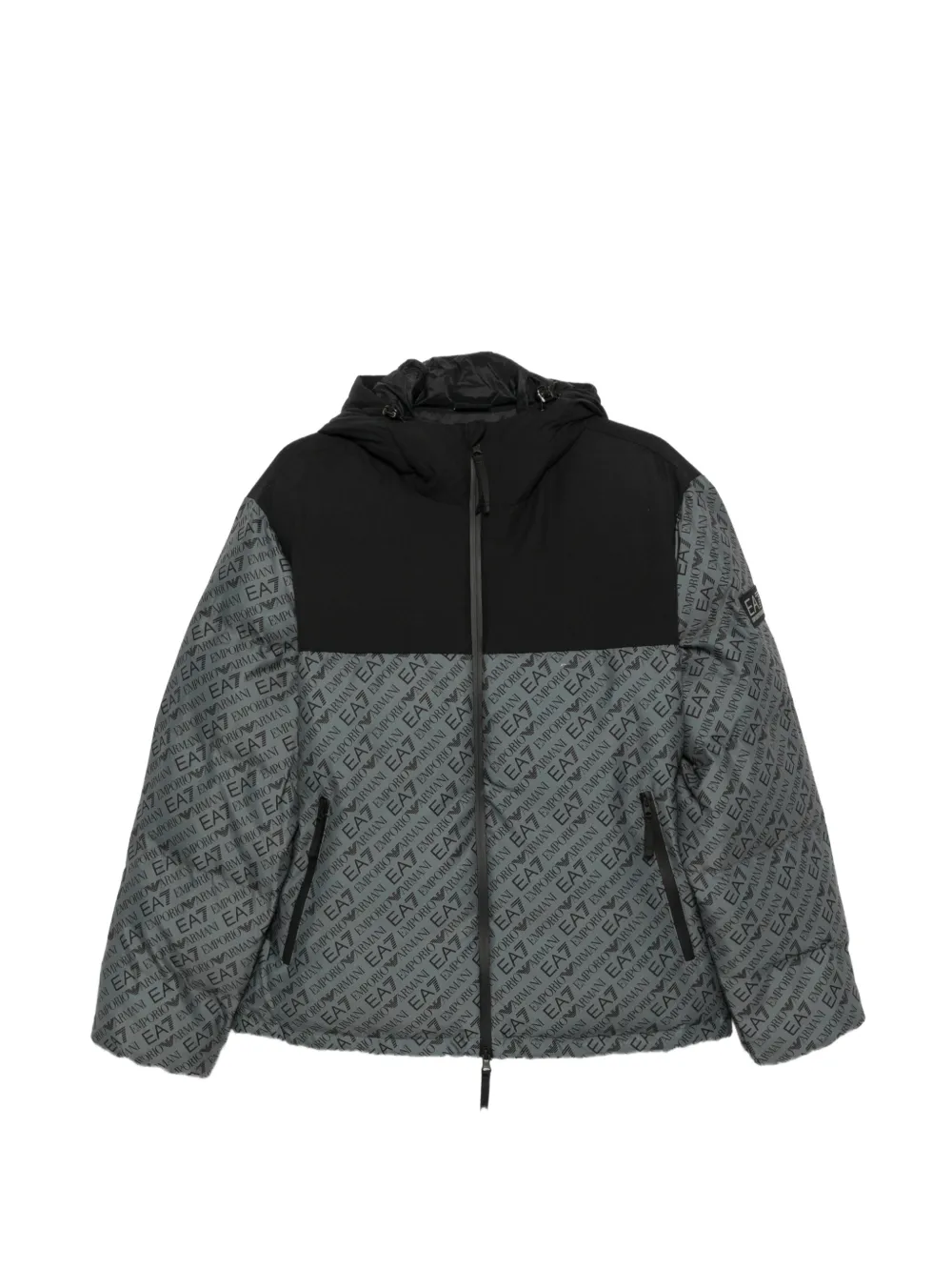 Ea7 Emporio Armani logo-print hooded jacket Grijs