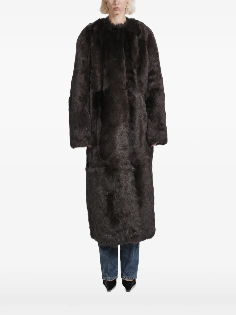 TOTEME long shearling coat - Braun
