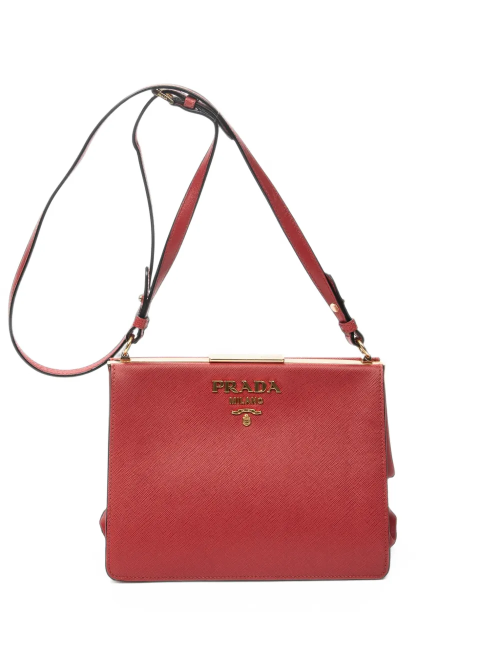 Prada Pre-Owned Saffiano and City Calf Light Frame crossbody bag - Rosso