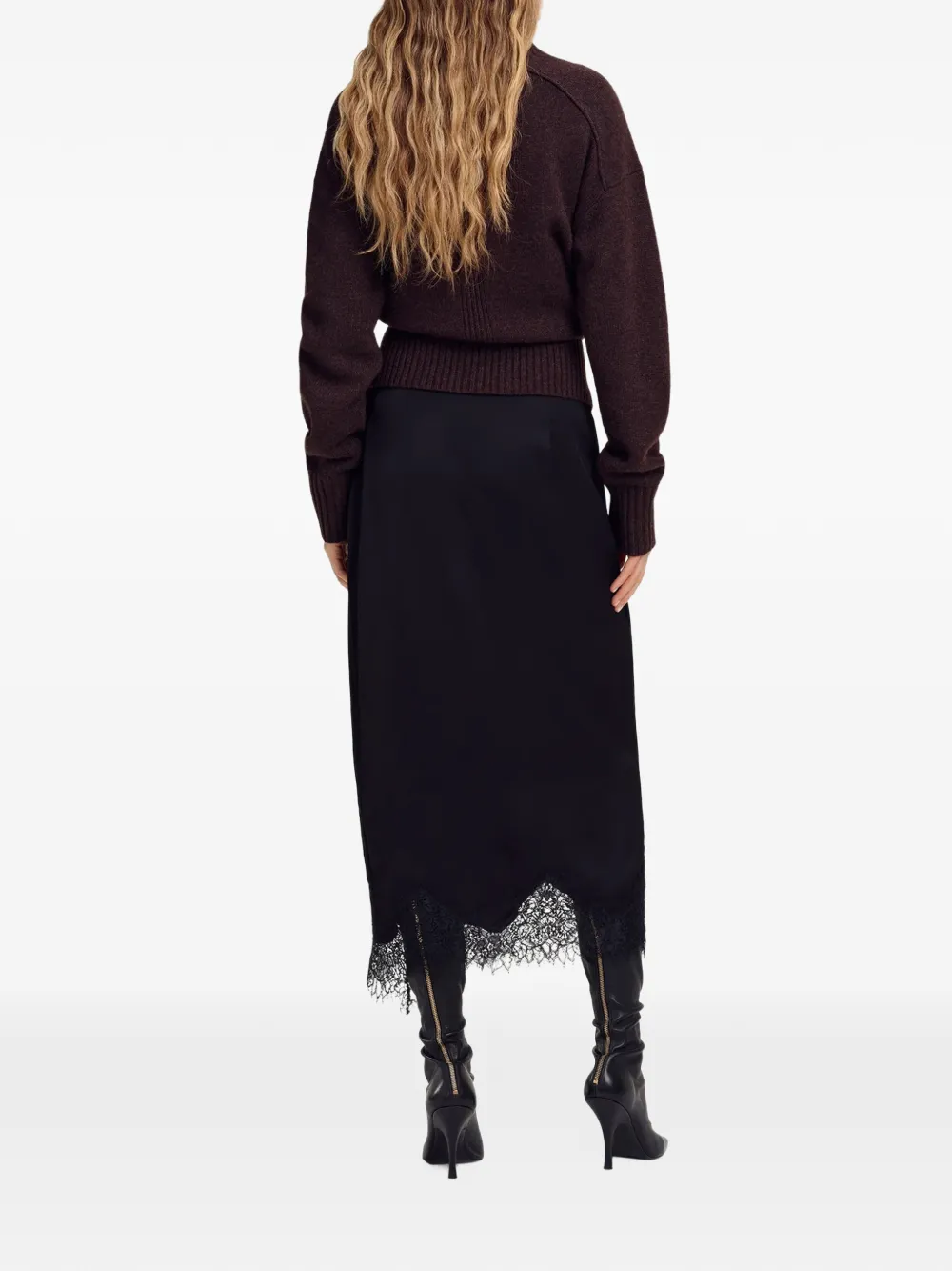 A.L.C. Bree lace-trim midi skirt - Nero