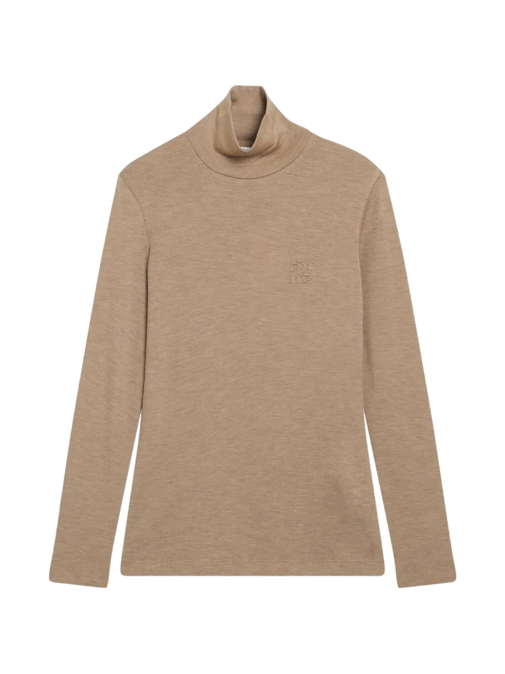 Max Mara roll-neck logo-embroidered sweater Beige