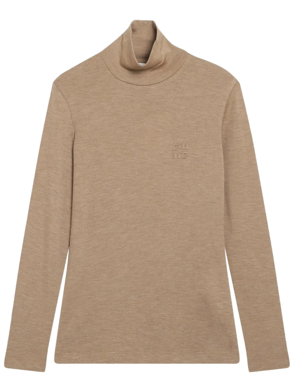 Max Mara roll-neck logo-embroidered sweater Beige