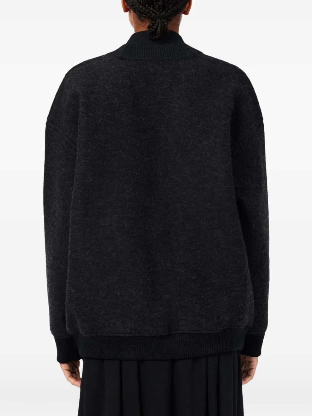 Lacoste oversized boiled wool knit cardigan Grijs