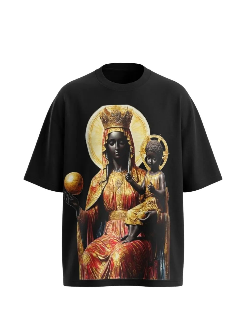 M4MaddMaxx Black-Madonna graphic-print T-shirt - Schwarz