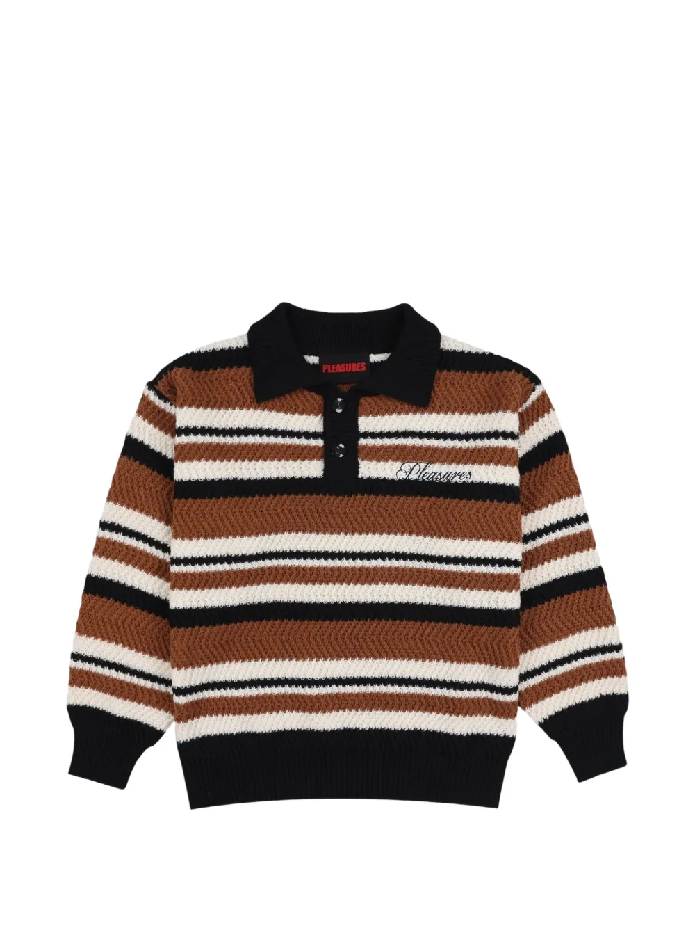 Pleasures Cooper striped polo sweater - Marrone