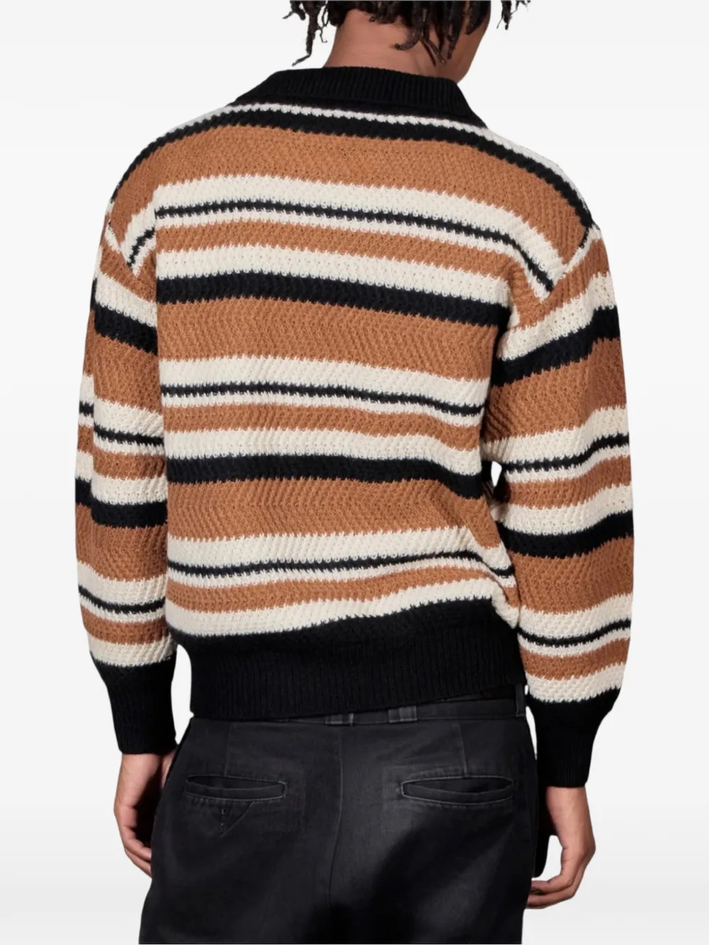 Pleasures Cooper striped polo sweater Bruin