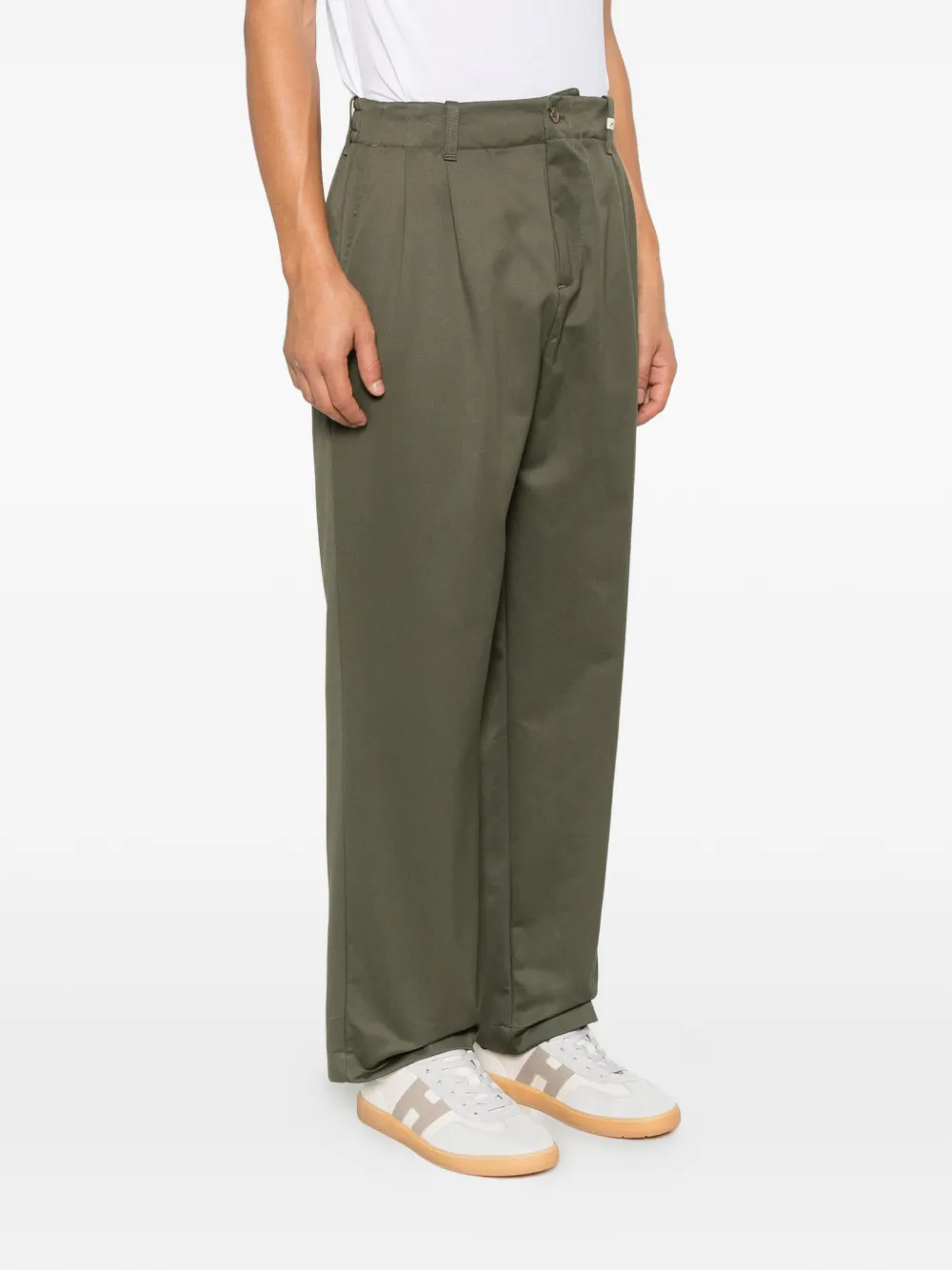 Myths pleated elasticated-waist trousers Groen