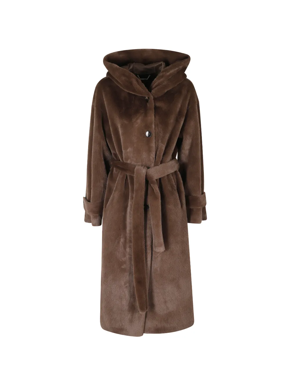 Seventy hooded belted coat - Marrone
