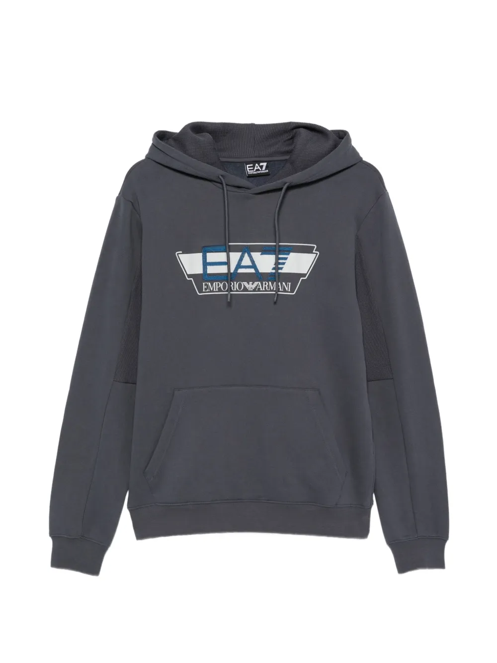 Ea7 Emporio Armani Felpa con coulisse, logo e cappuccio - Grigio