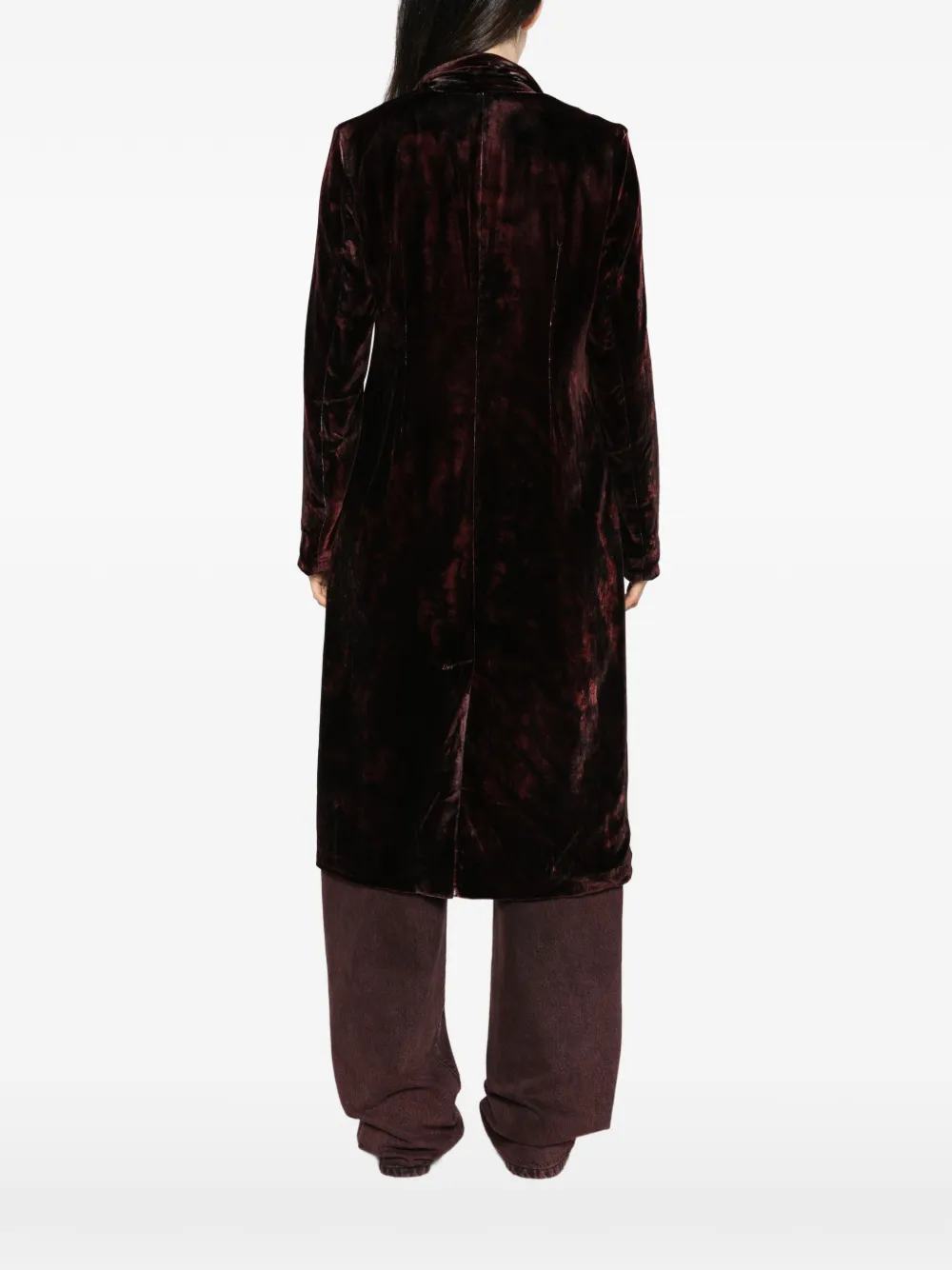 Avant Toi velvet single-breasted coat Rood