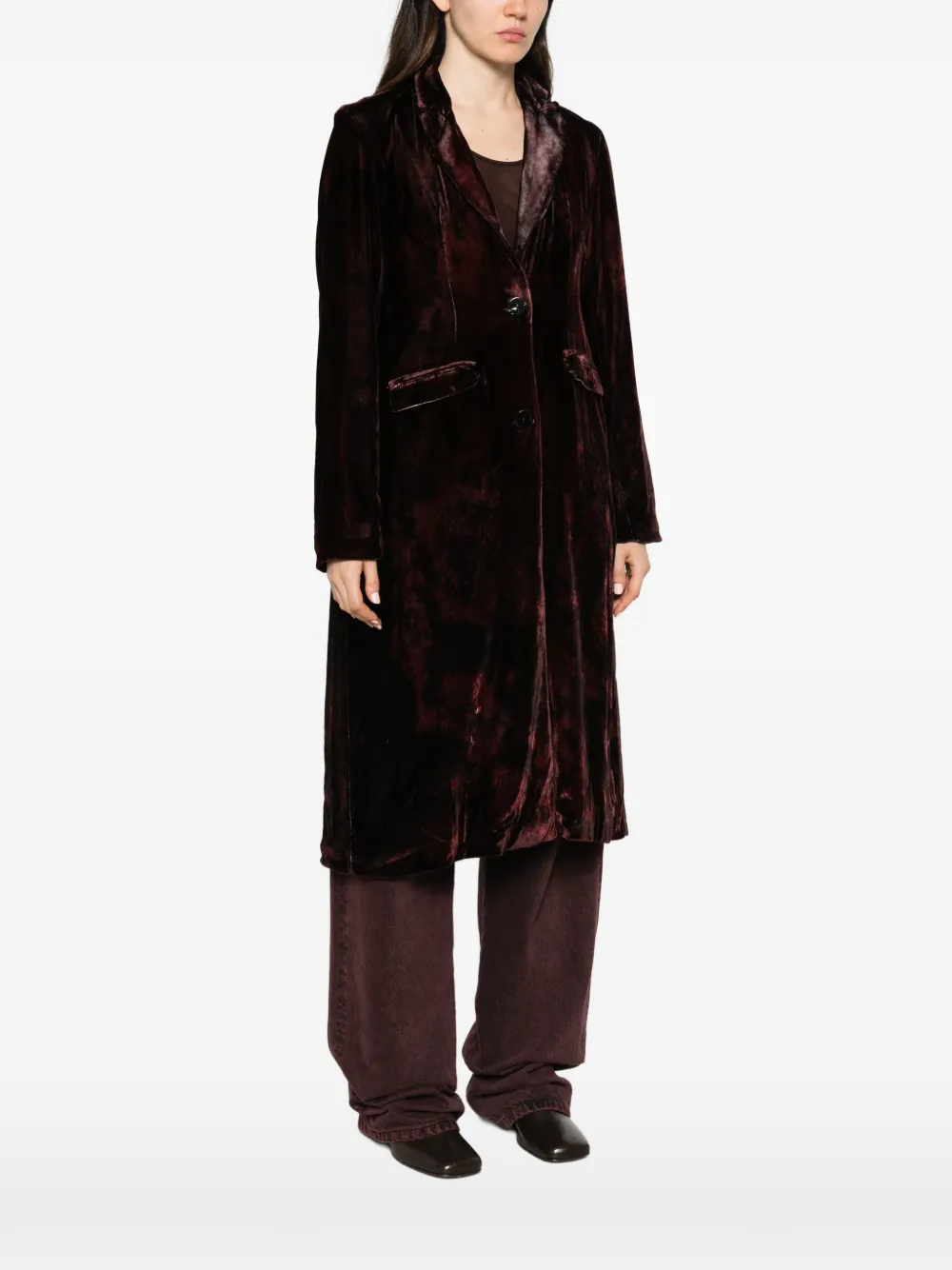 Avant Toi velvet single-breasted coat Rood