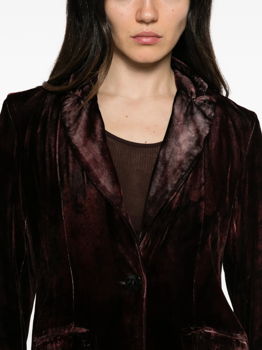 Avant Toi velvet single-breasted coat Rood