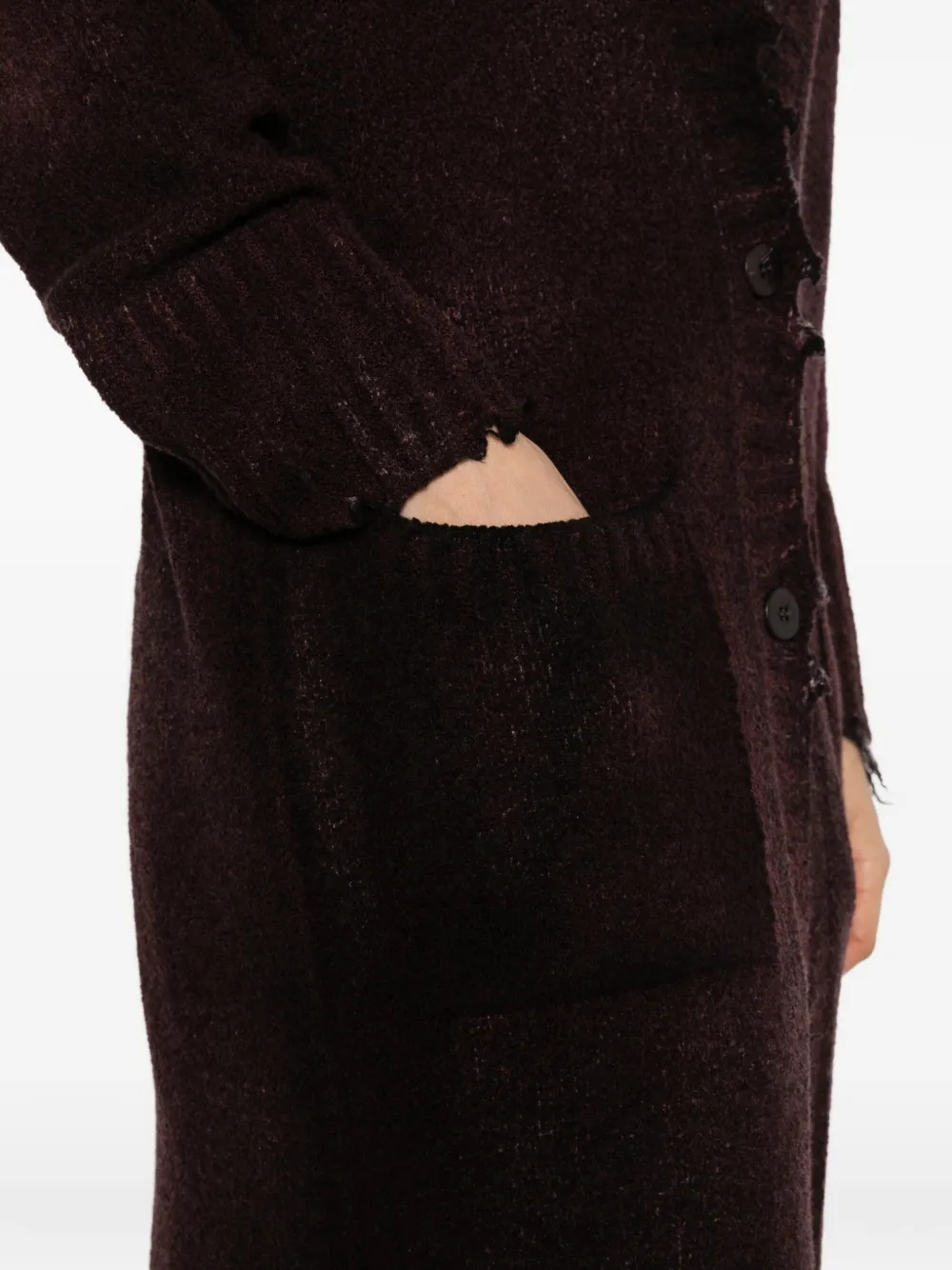 Avant Toi distressed-effect knitted coat Paars