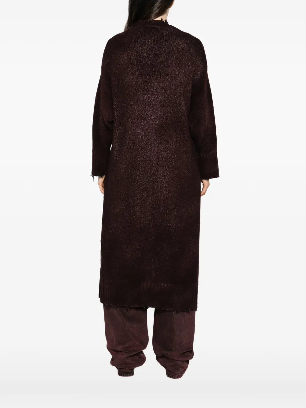 Avant Toi distressed-effect knitted coat Paars